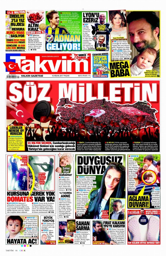 16 Nisan Cuma 2017 gazete manşetleri - 13