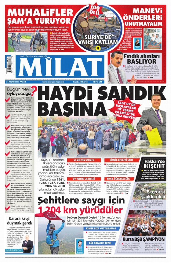 16 Nisan Cuma 2017 gazete manşetleri - 15