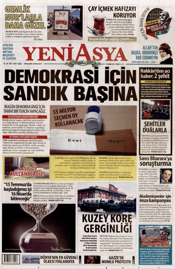 16 Nisan Cuma 2017 gazete manşetleri - 17