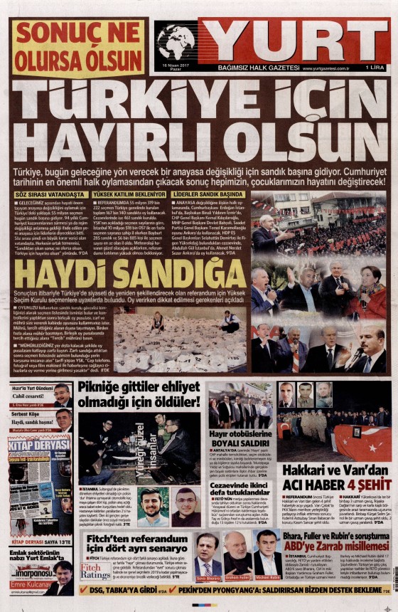 16 Nisan Cuma 2017 gazete manşetleri - 18