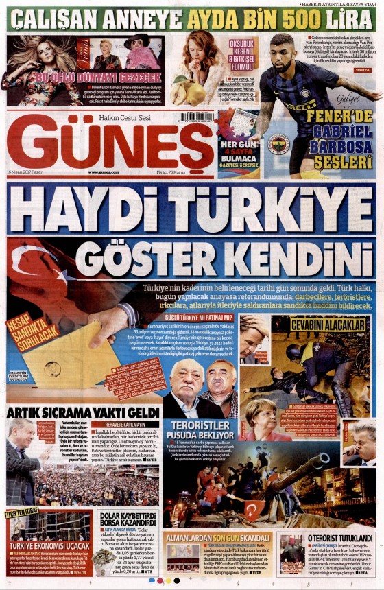 16 Nisan Cuma 2017 gazete manşetleri - 19