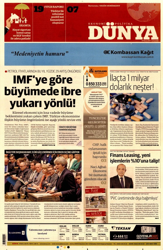 19 Nisan 2017 gazete manşetleri - 2