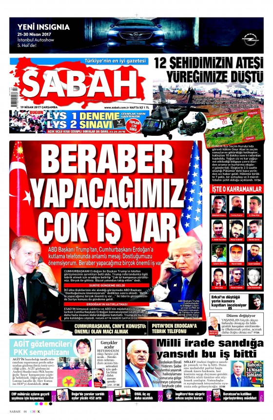 19 Nisan 2017 gazete manşetleri - 19