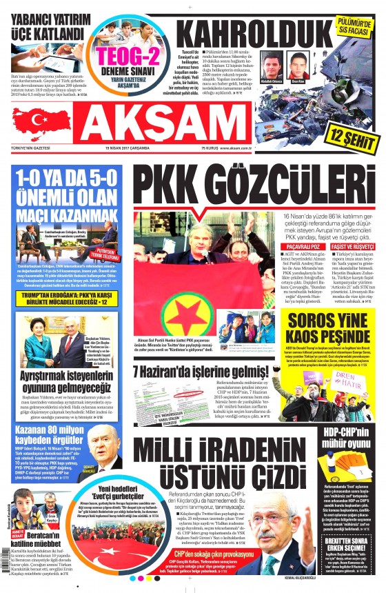 19 Nisan 2017 gazete manşetleri - 1