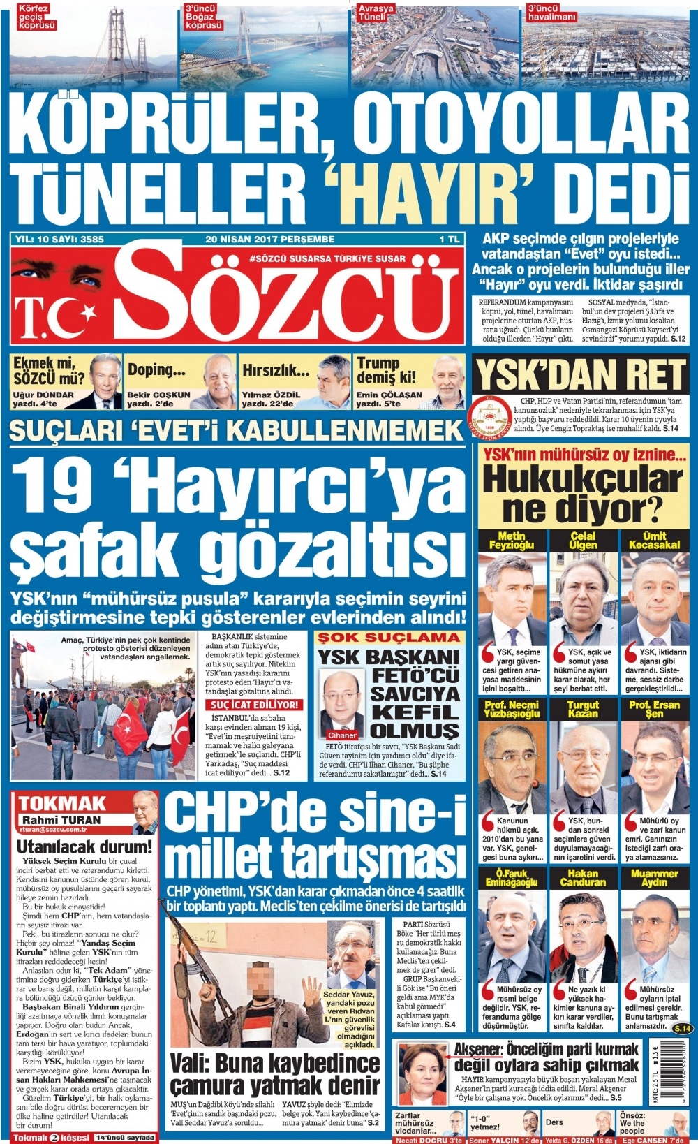 20 Nisan 2017 gazete manşetleri - 9