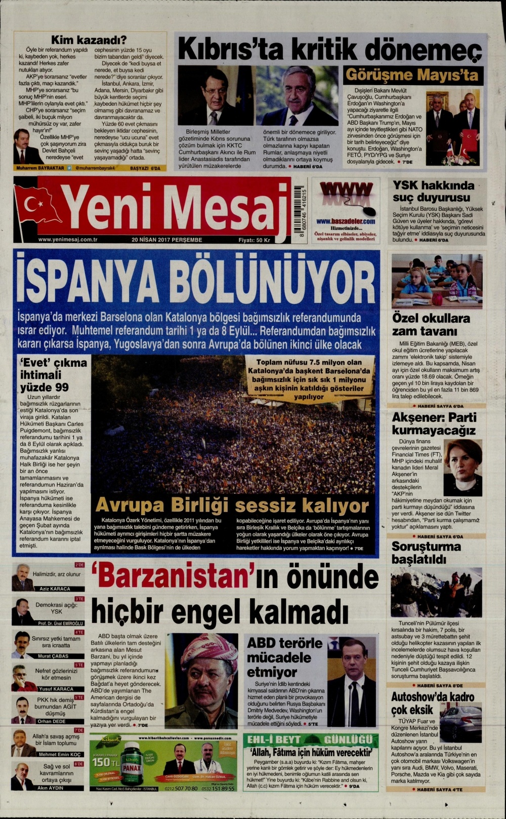 20 Nisan 2017 gazete manşetleri - 13