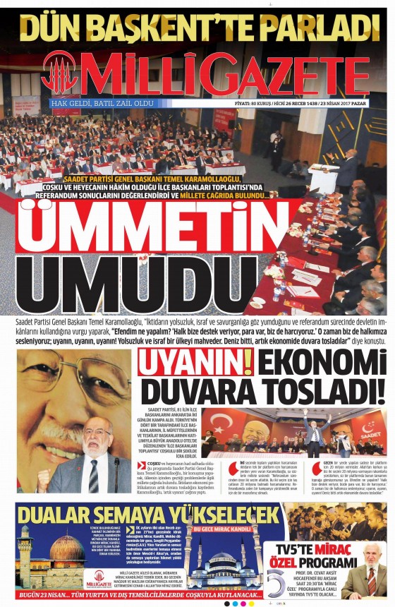 23 Nisan 2017 gazete manşetleri - 1