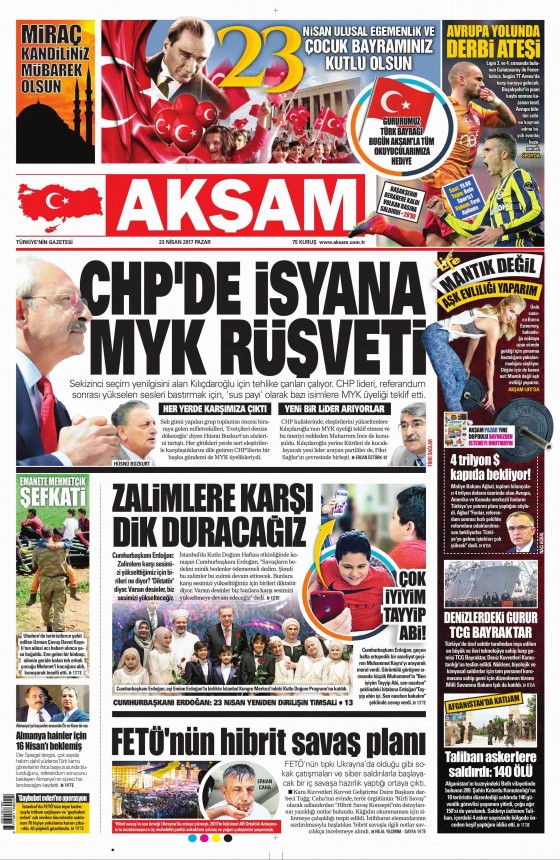 23 Nisan 2017 gazete manşetleri - 12