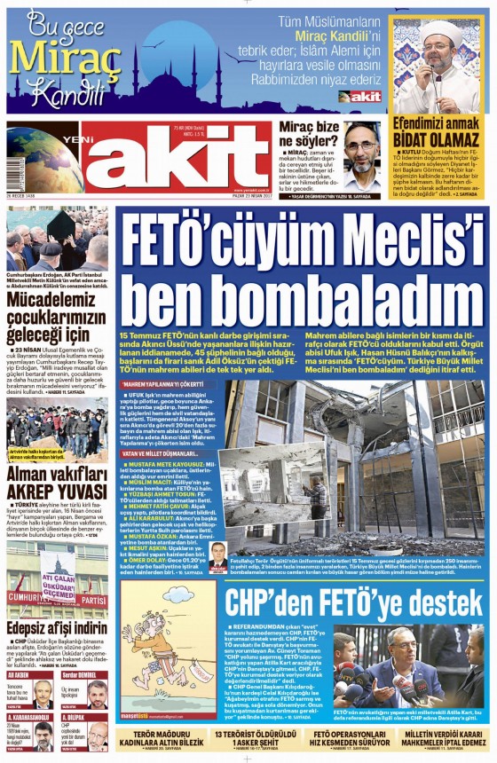 23 Nisan 2017 gazete manşetleri - 14