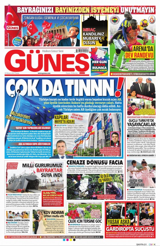 23 Nisan 2017 gazete manşetleri - 20