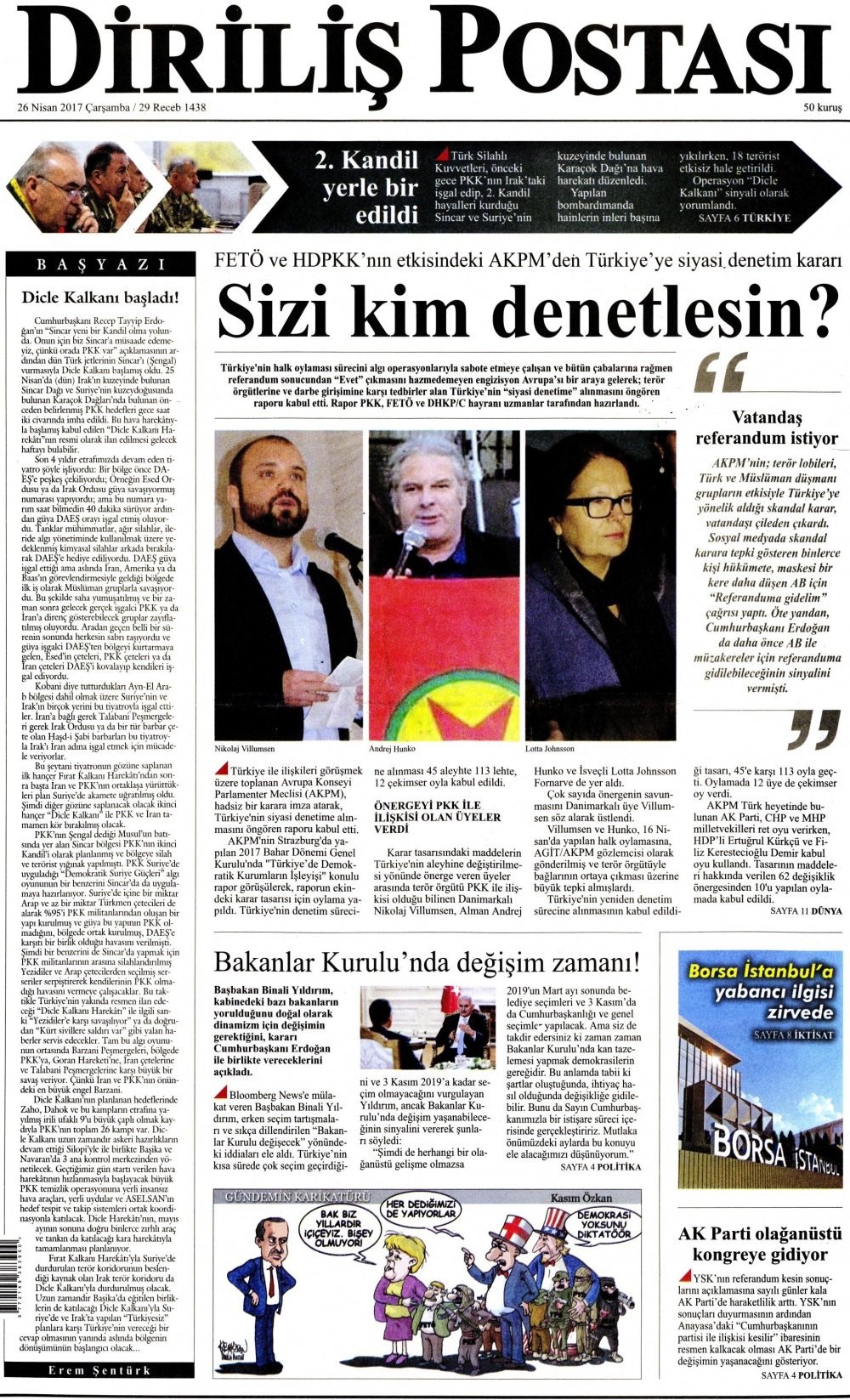 26 Nisan 2017 gazete manşetleri - 1