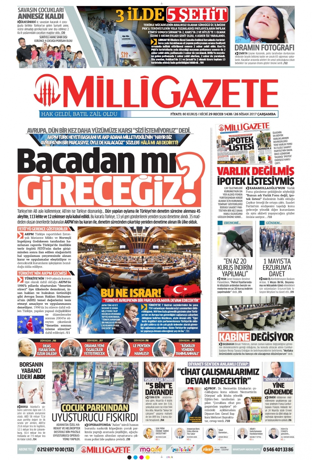 26 Nisan 2017 gazete manşetleri - 1