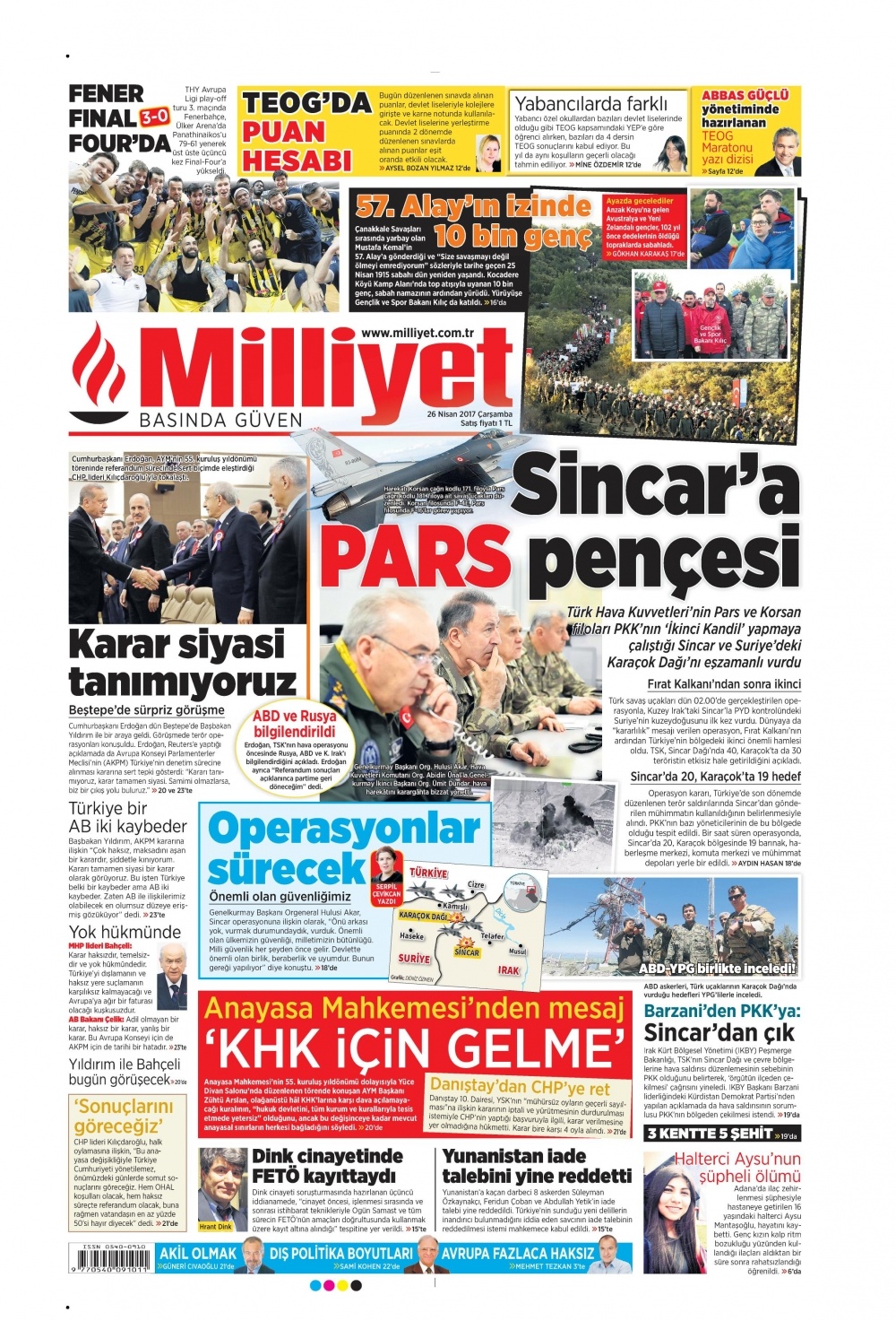 26 Nisan 2017 gazete manşetleri - 1