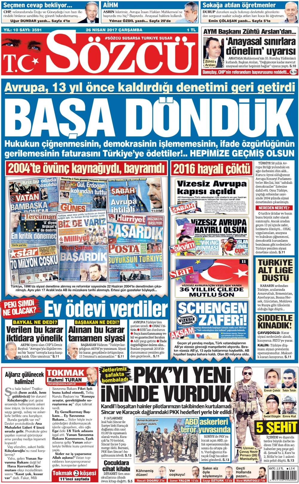 26 Nisan 2017 gazete manşetleri - 1