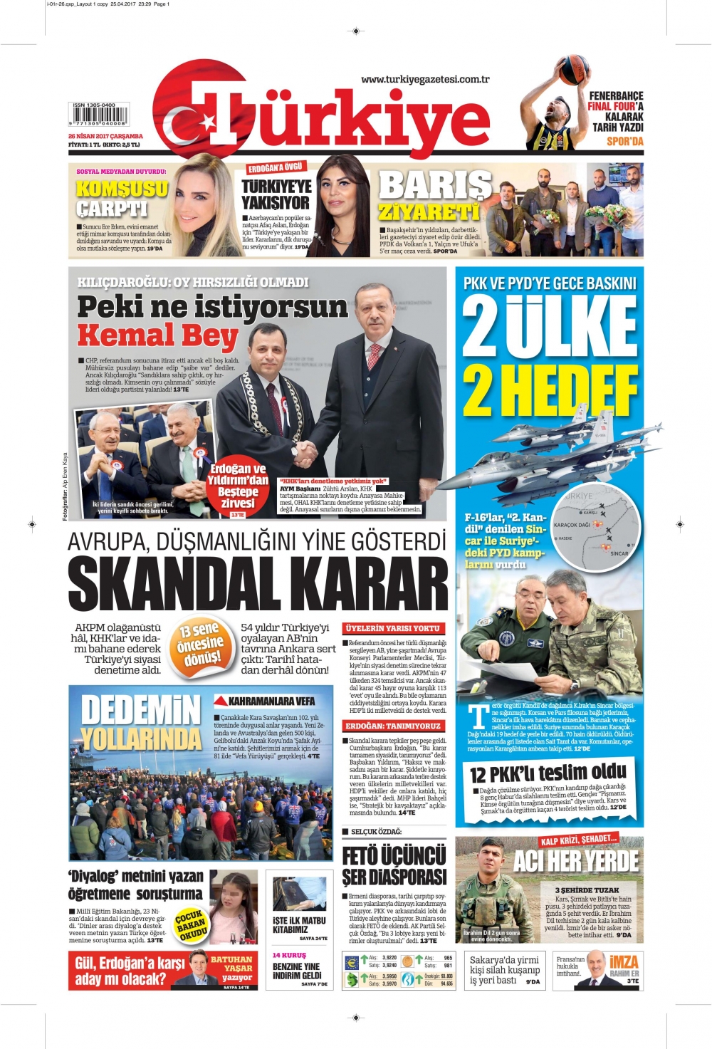 26 Nisan 2017 gazete manşetleri - 1