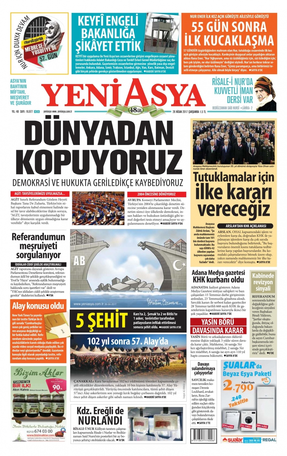 26 Nisan 2017 gazete manşetleri - 1