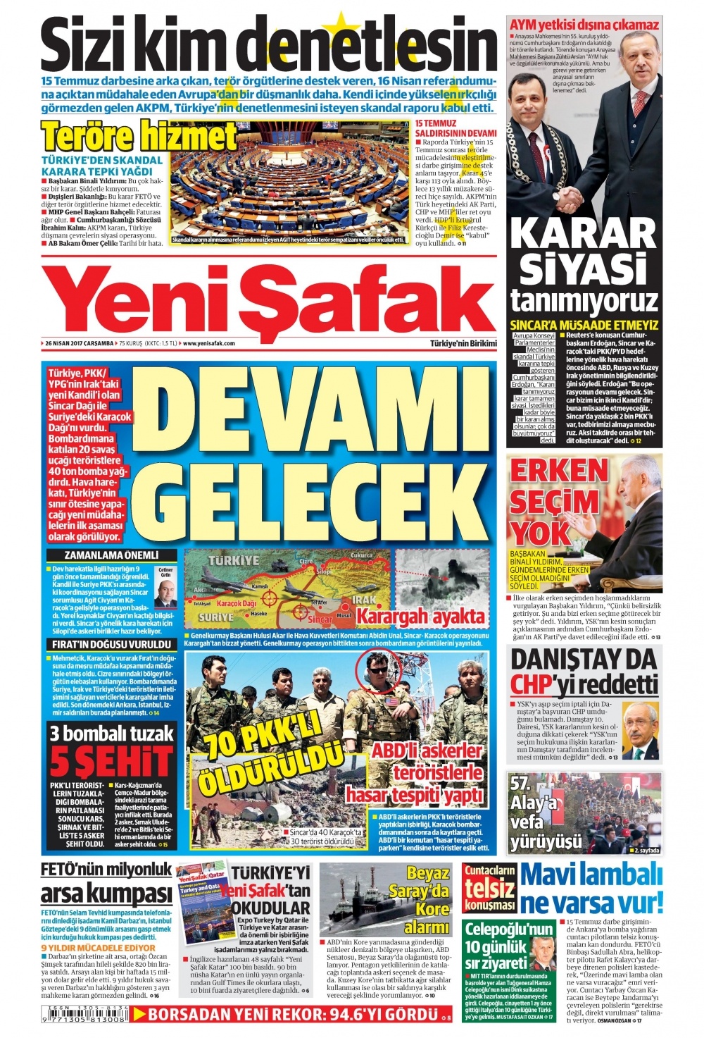 26 Nisan 2017 gazete manşetleri - 1