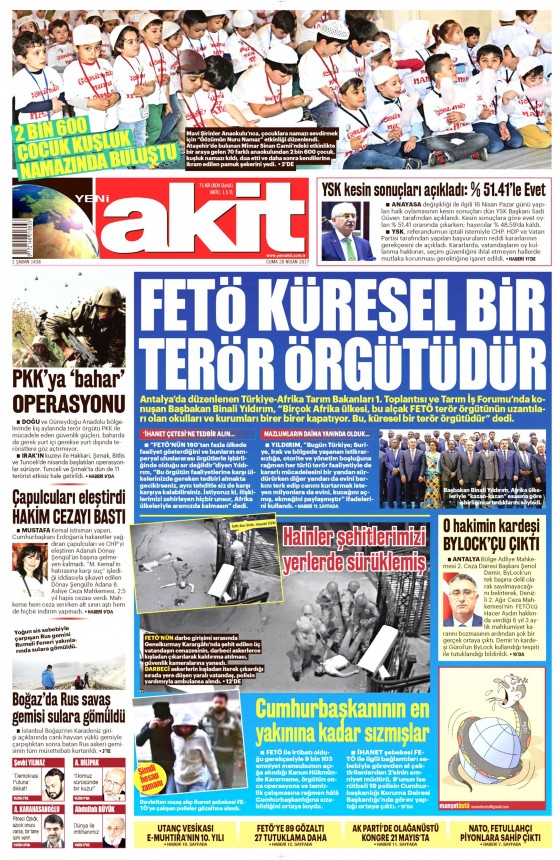 28 Nisan 2017 Cuma gazete manşetleri - 1