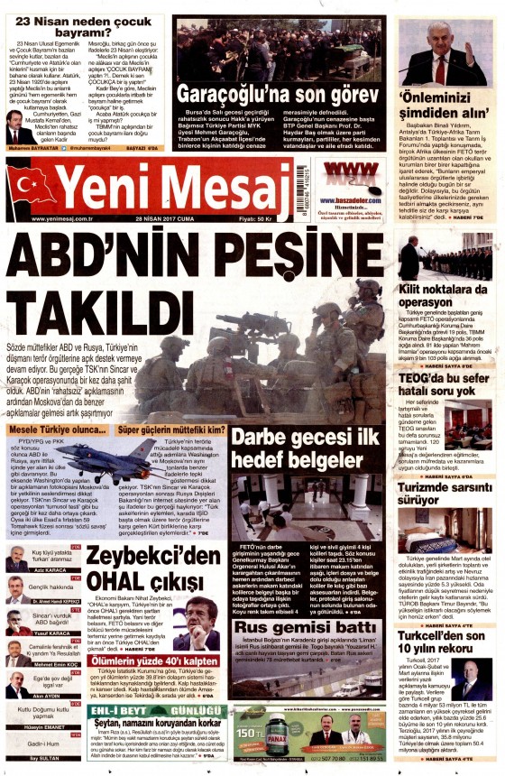 28 Nisan 2017 Cuma gazete manşetleri - 9