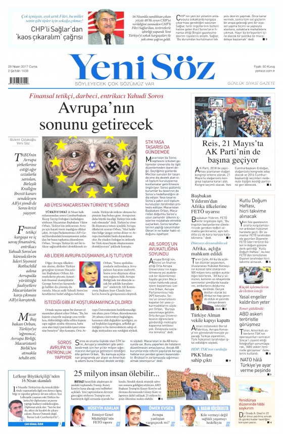 28 Nisan 2017 Cuma gazete manşetleri - 14