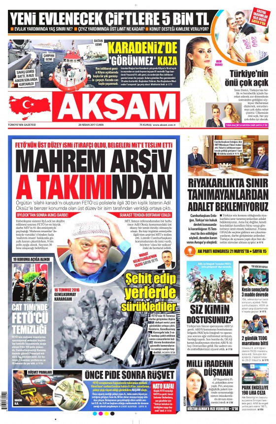 28 Nisan 2017 Cuma gazete manşetleri - 16