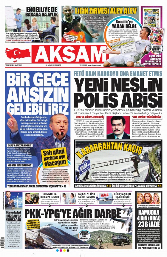 30 Nisan 2017 gazete manşetleri - 1