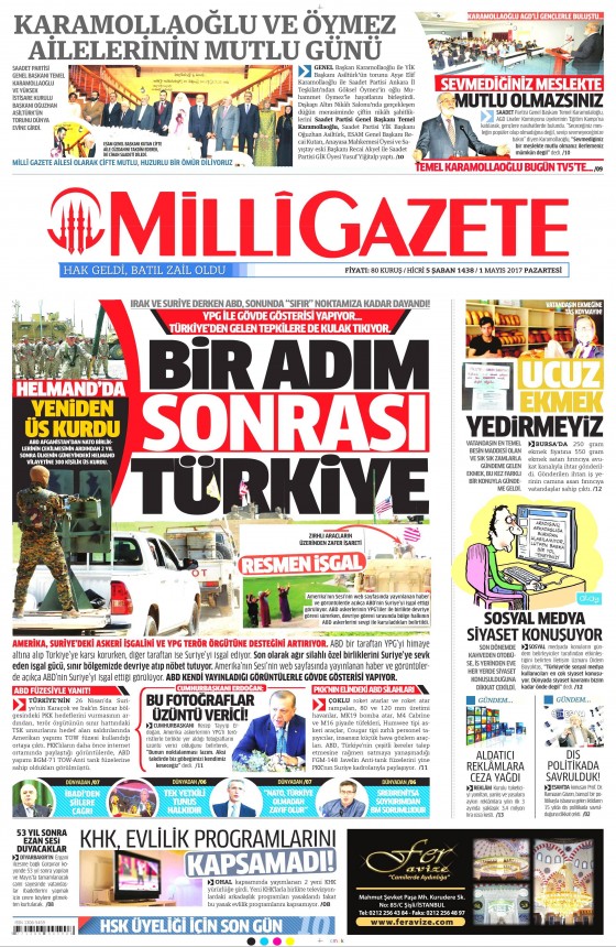 1 Mayıs 2017 Cuma gazete manşetleri - 2