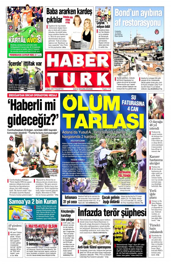 1 Mayıs 2017 Cuma gazete manşetleri - 8