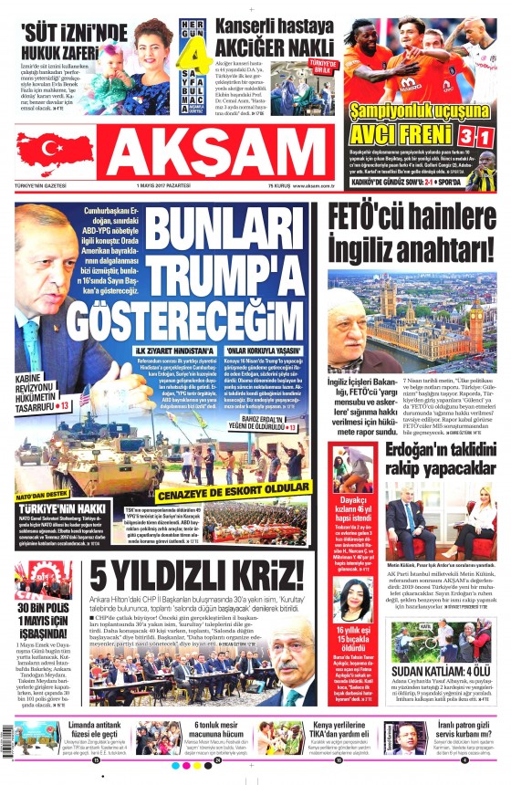 1 Mayıs 2017 Cuma gazete manşetleri - 3