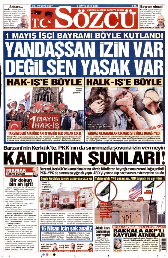2 Mayıs 2017 Cuma gazete manşetleri - 1