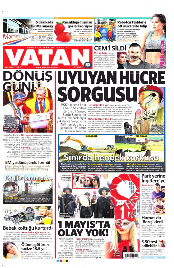 2 Mayıs 2017 Cuma gazete manşetleri - 14