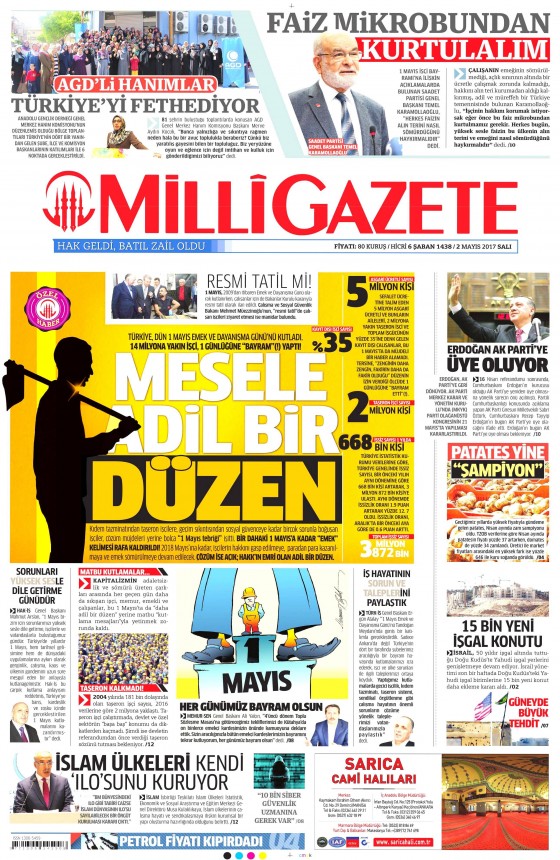 2 Mayıs 2017 Cuma gazete manşetleri - 15