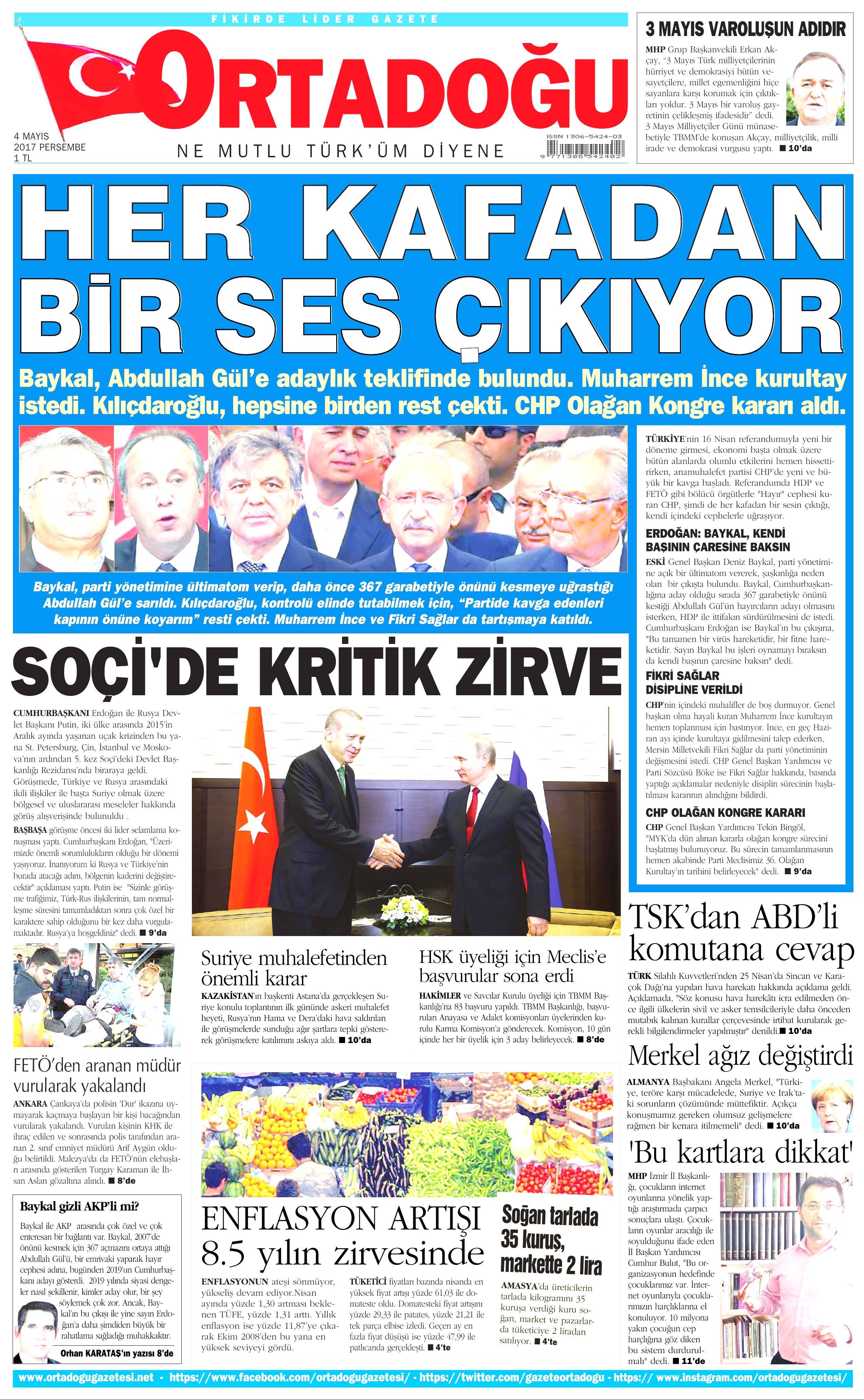 4 Mayıs 2017 Cuma gazete manşetleri - 89