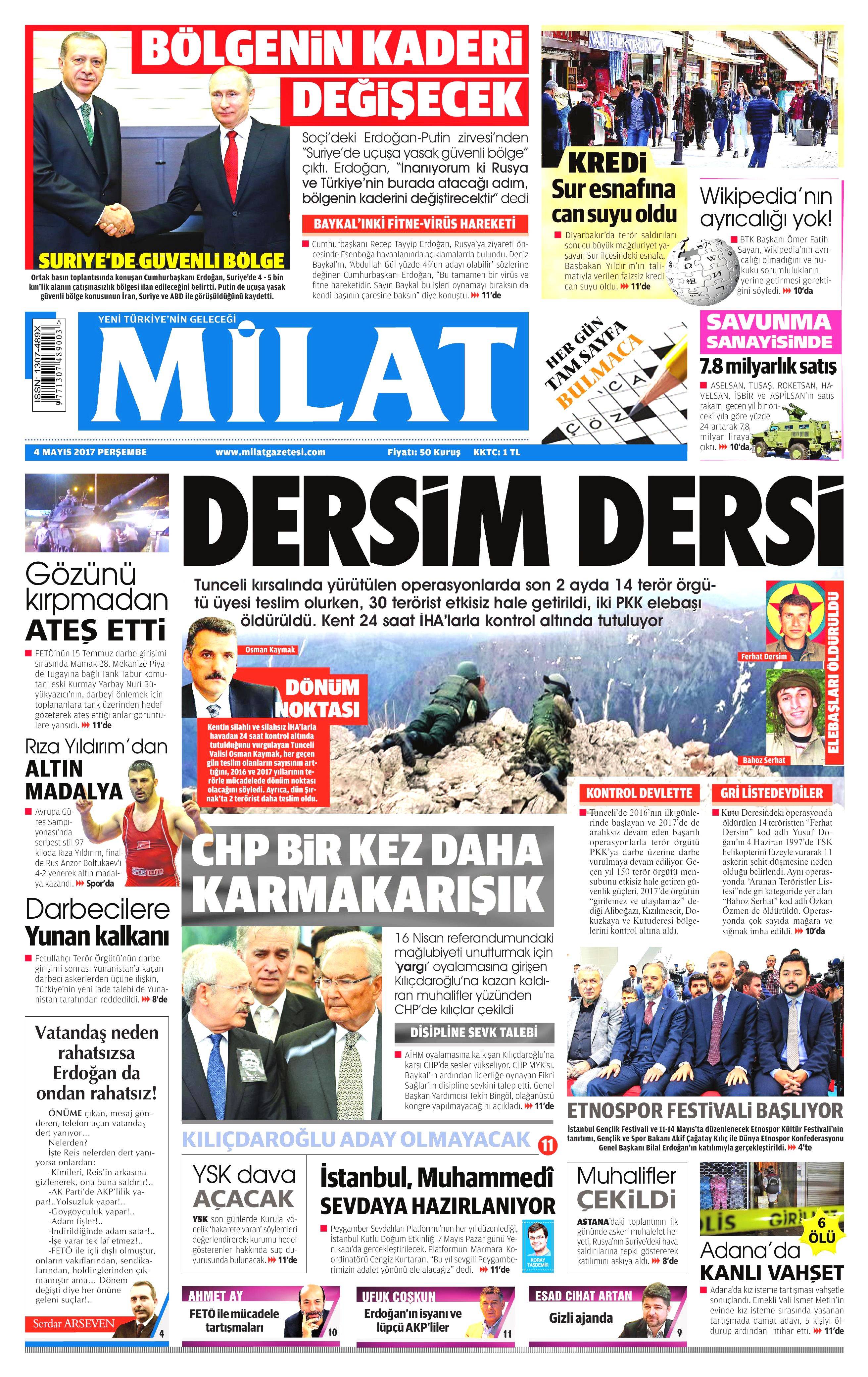 4 Mayıs 2017 Cuma gazete manşetleri - 97