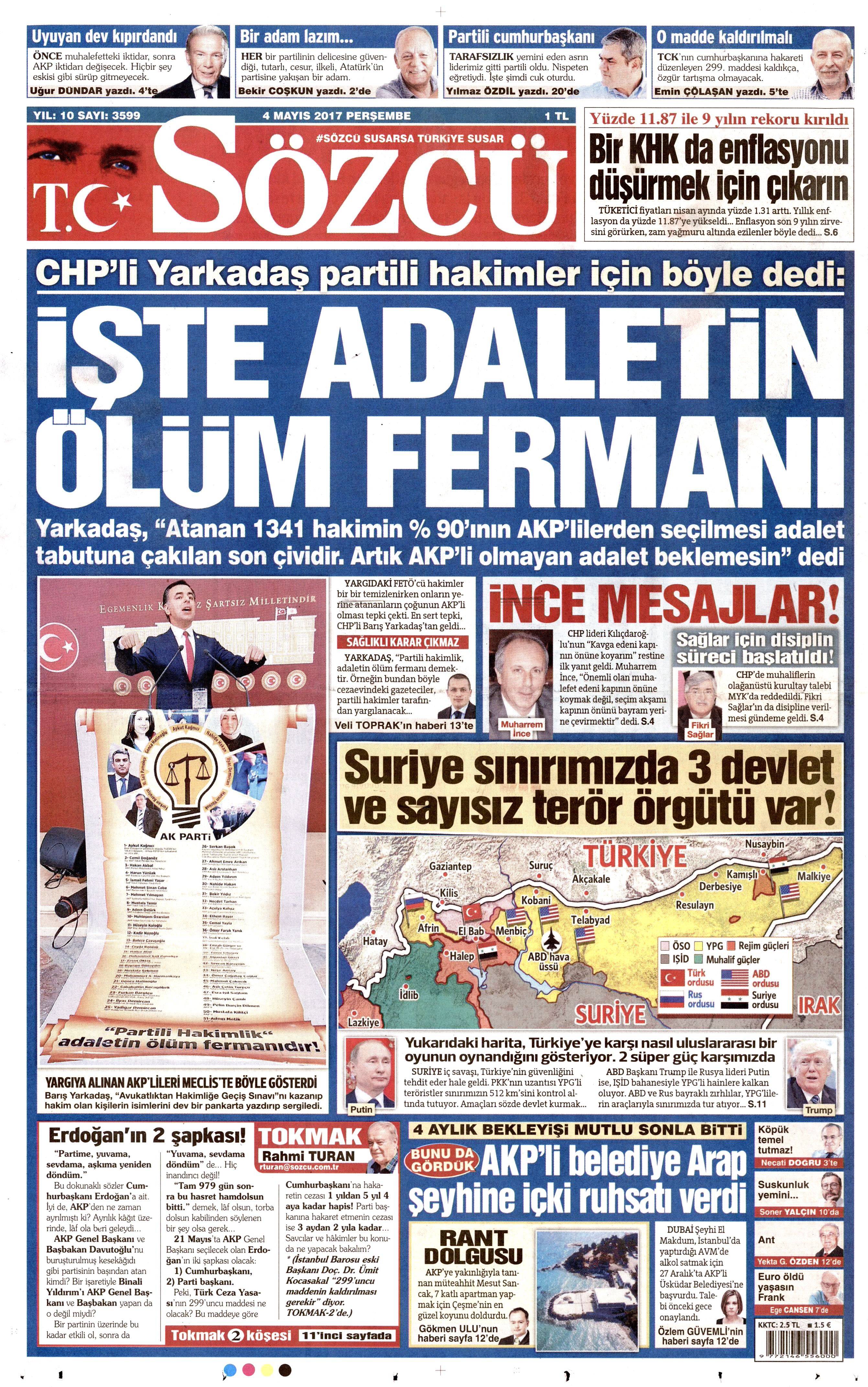 4 Mayıs 2017 Cuma gazete manşetleri - 96