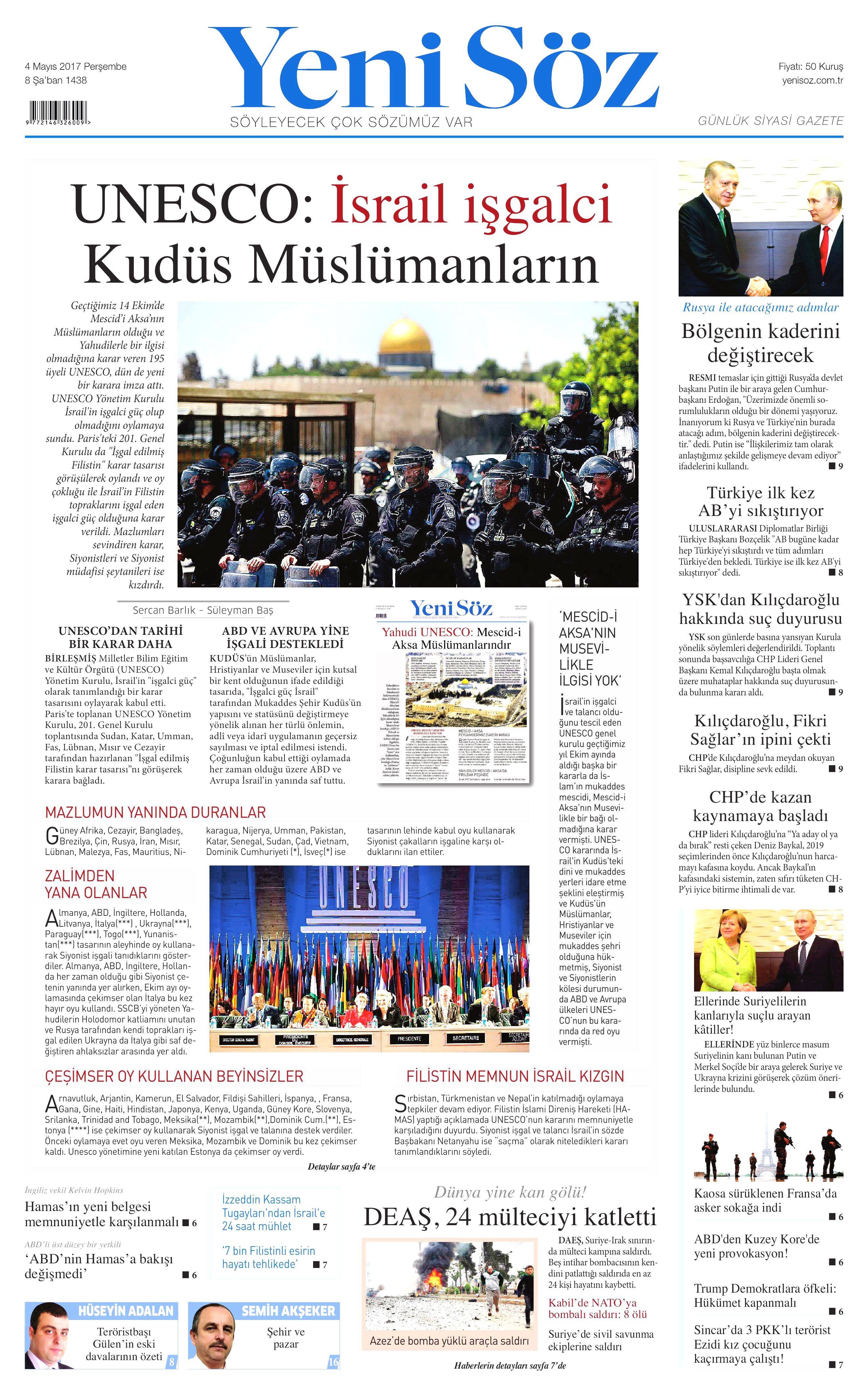 4 Mayıs 2017 Cuma gazete manşetleri - 100