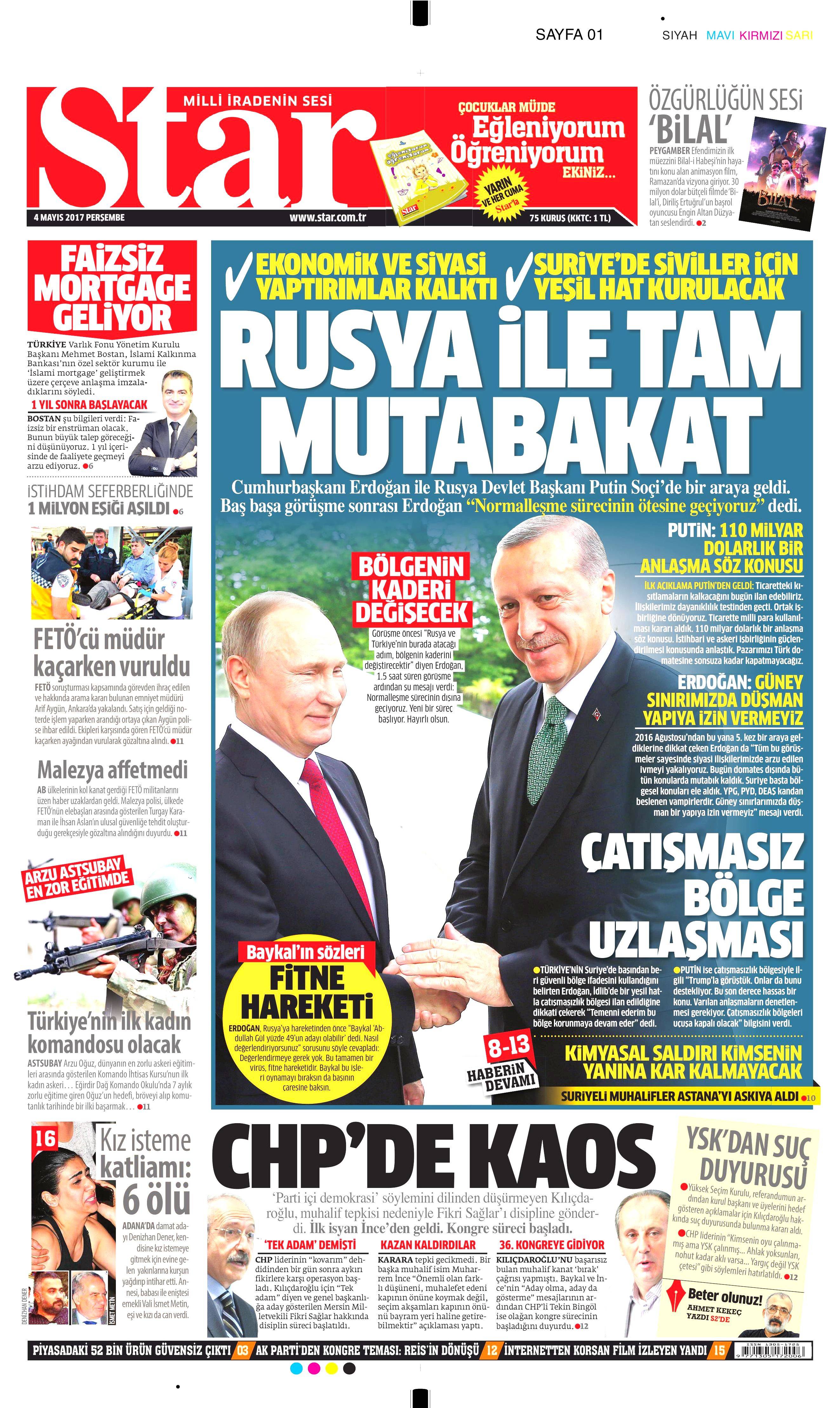 4 Mayıs 2017 Cuma gazete manşetleri - 108