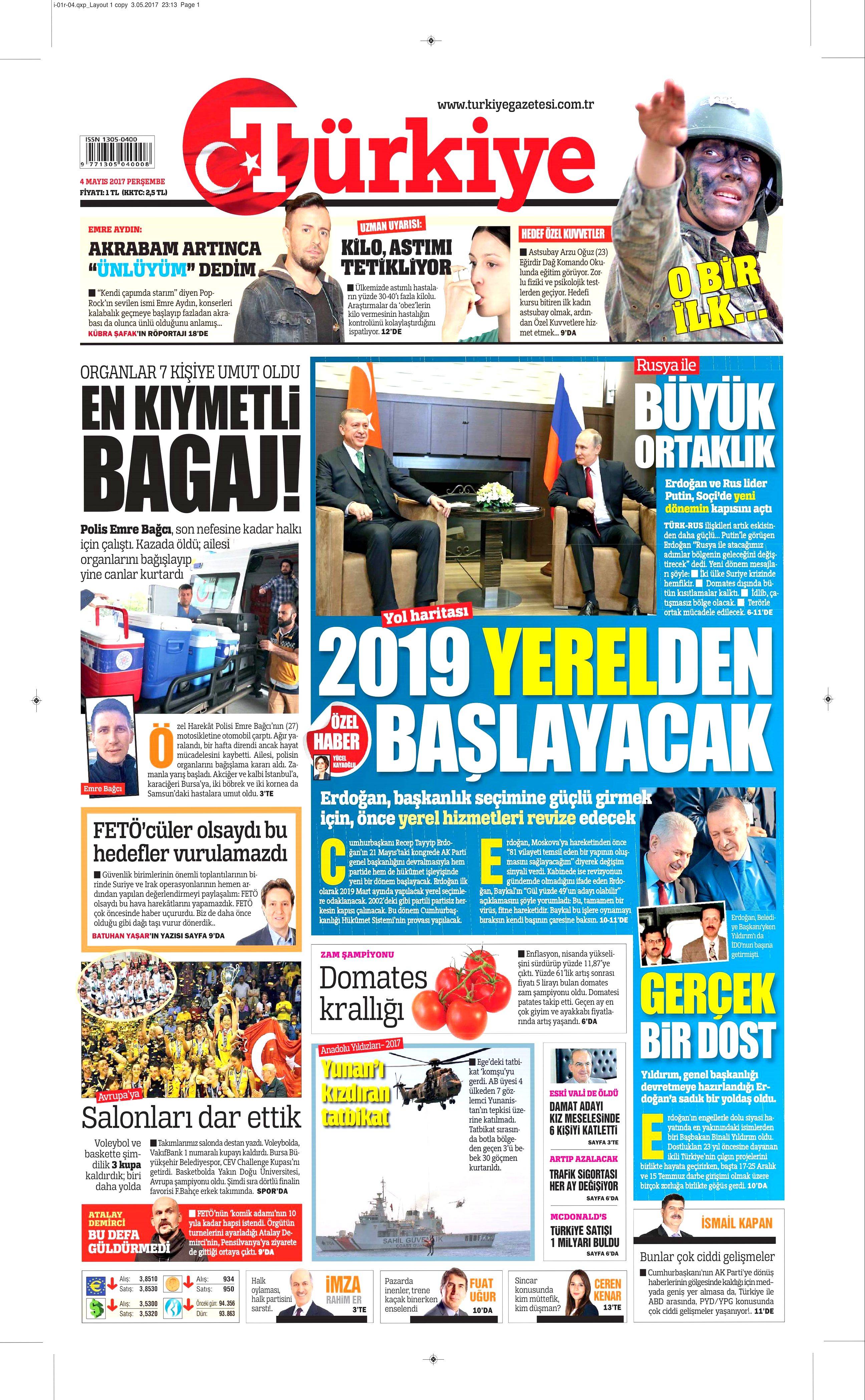 4 Mayıs 2017 Cuma gazete manşetleri - 111