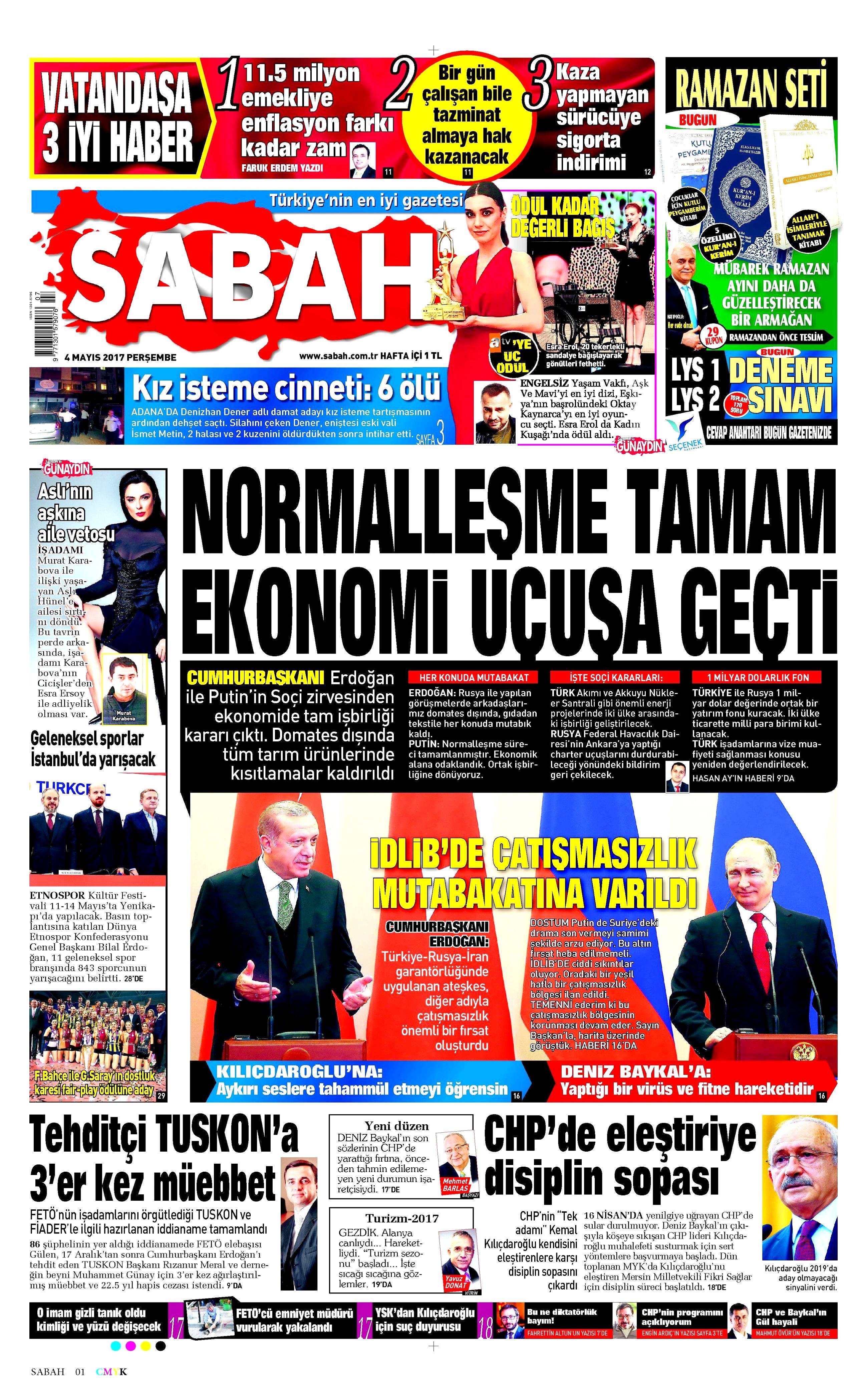 4 Mayıs 2017 Cuma gazete manşetleri - 109