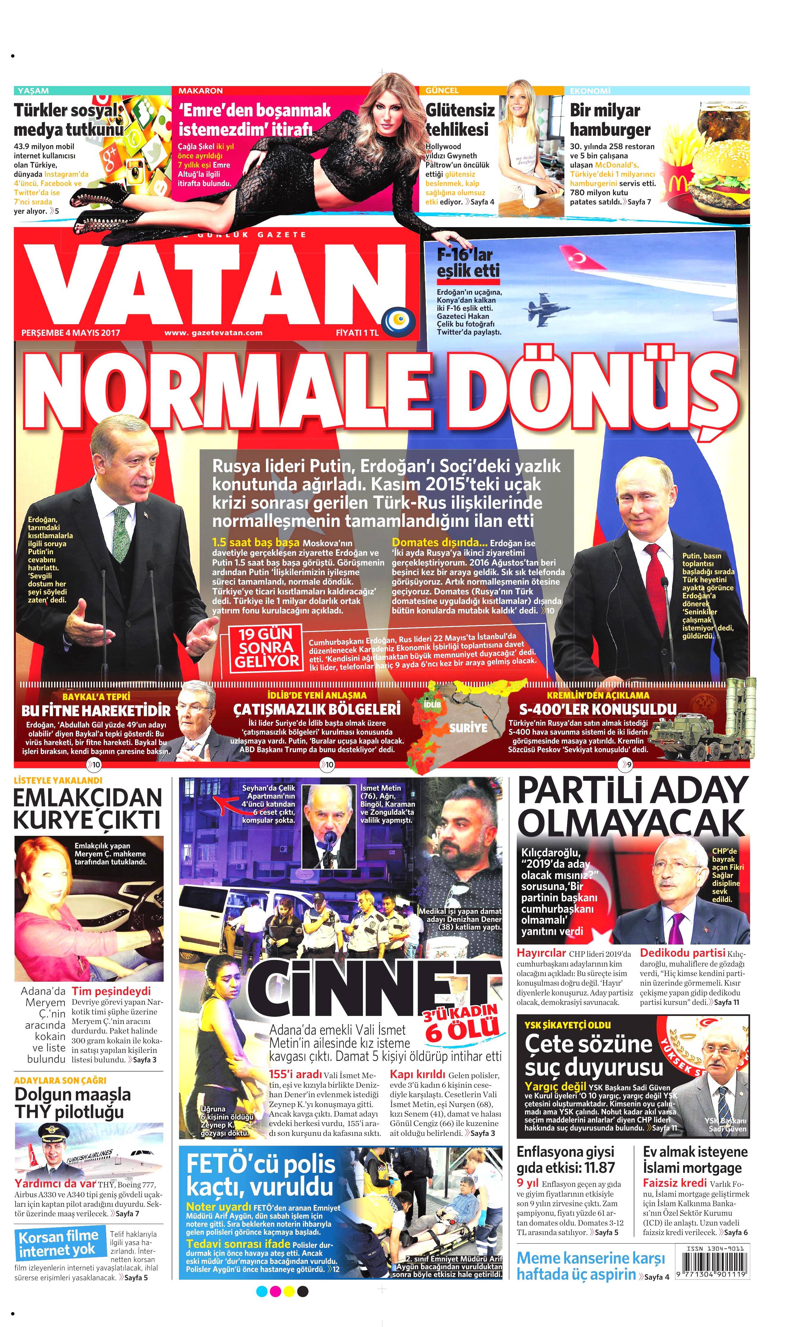4 Mayıs 2017 Cuma gazete manşetleri - 112