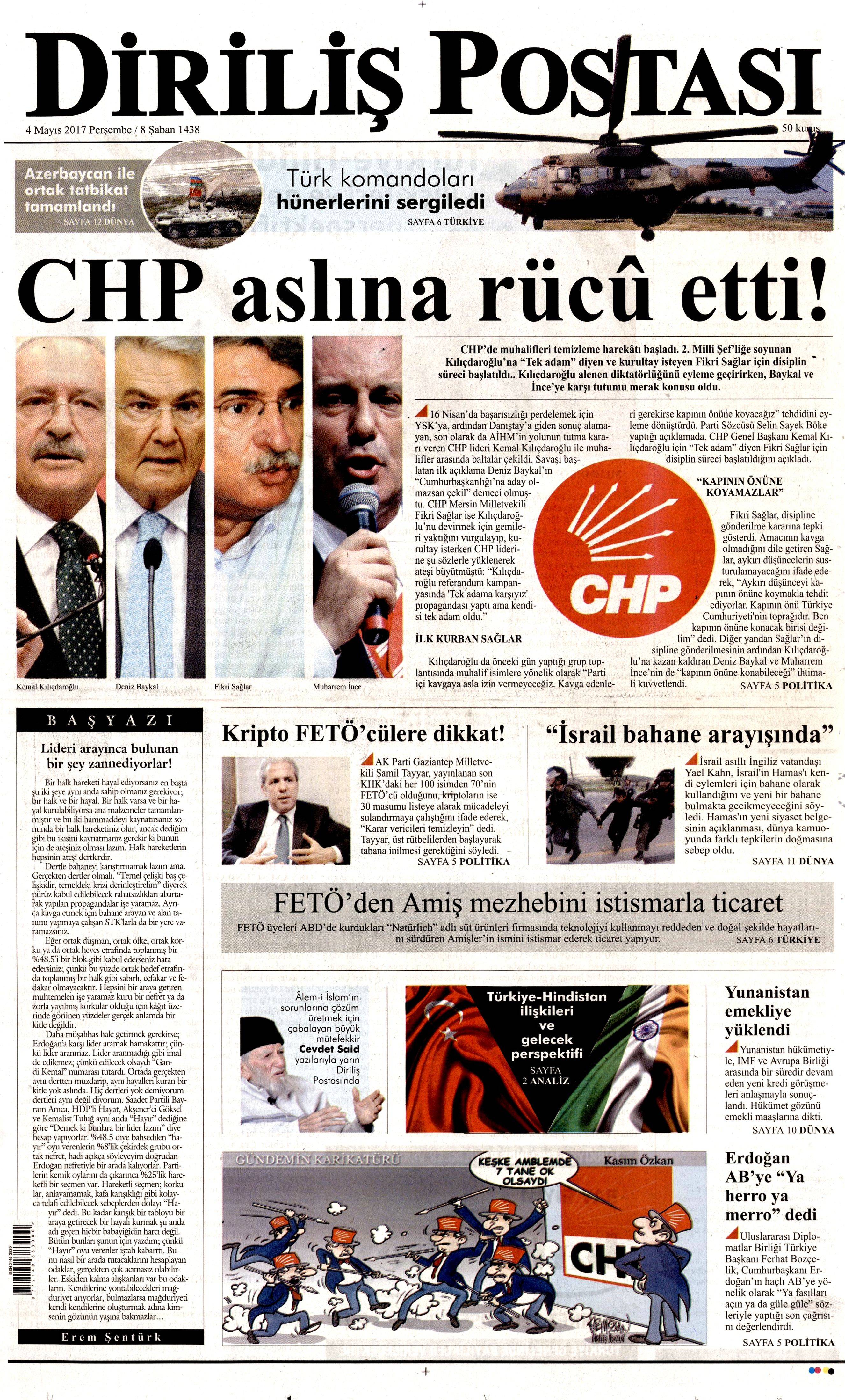 4 Mayıs 2017 Cuma gazete manşetleri - 115