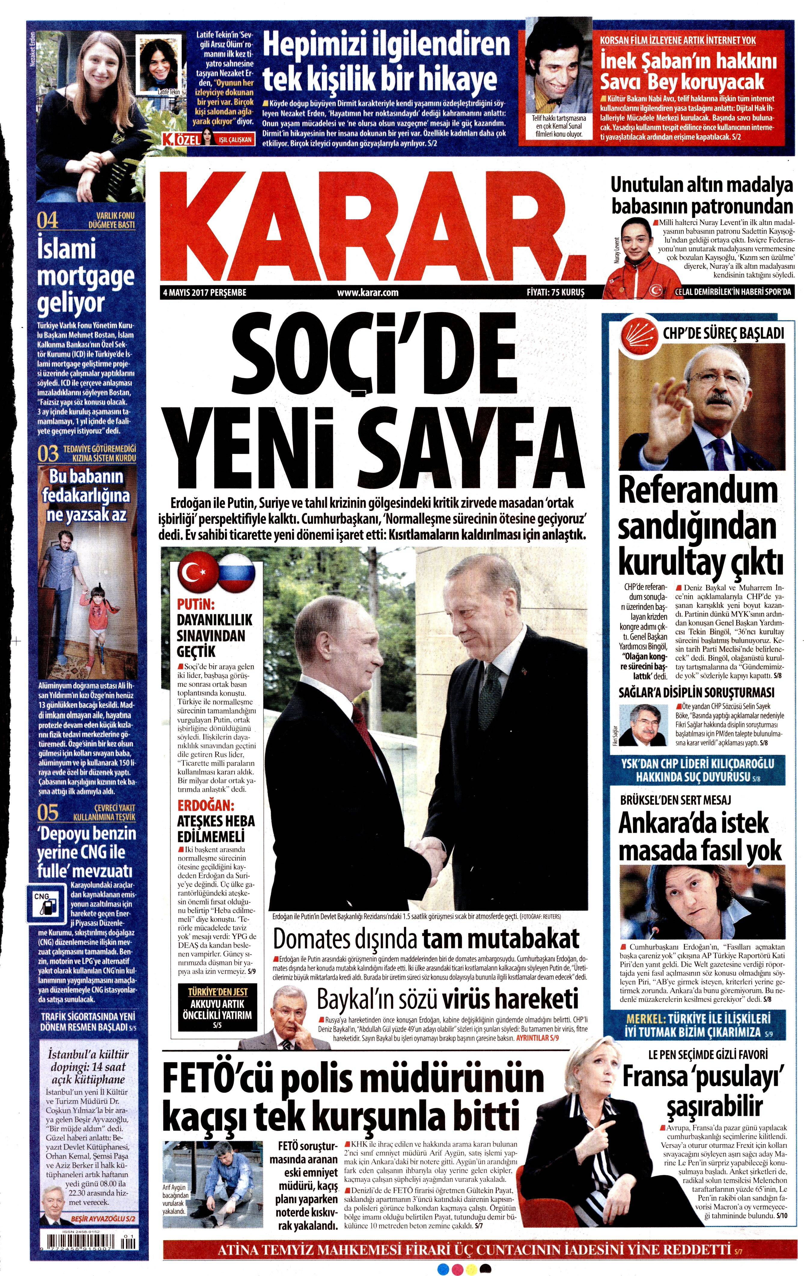 4 Mayıs 2017 Cuma gazete manşetleri - 117