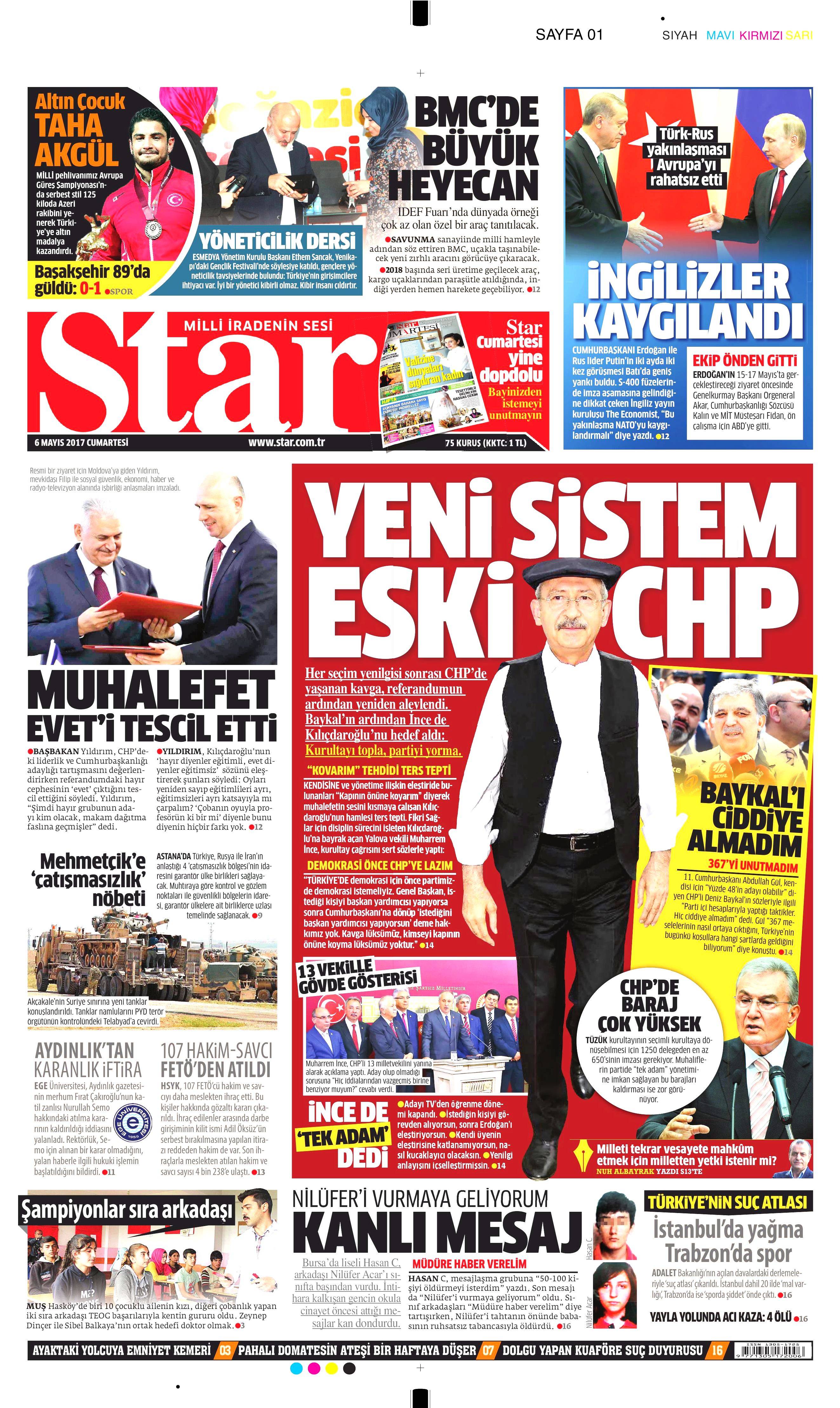 6 Mayıs 2017 Cumartesi gazete manşetleri - 9