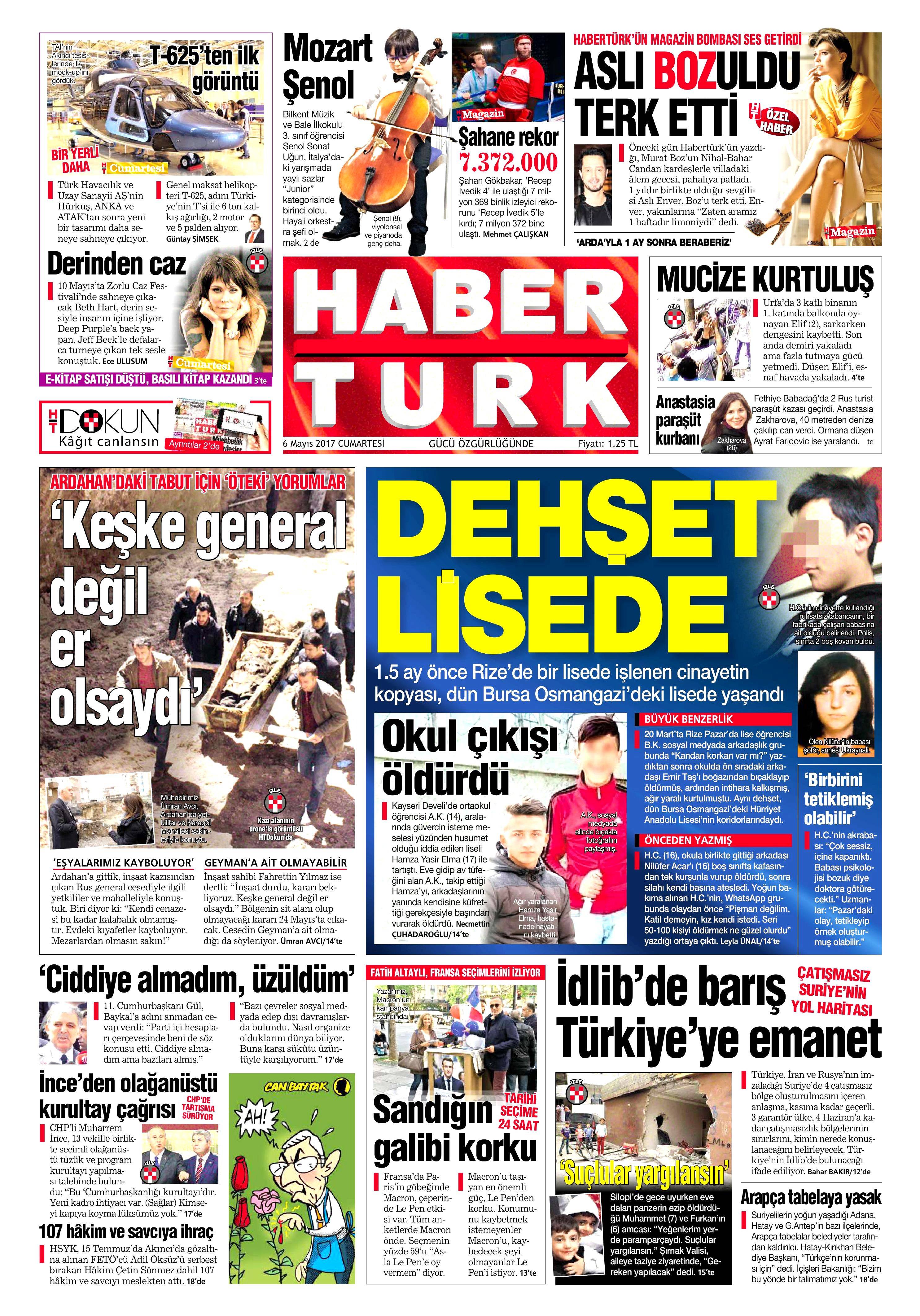 6 Mayıs 2017 Cumartesi gazete manşetleri - 15