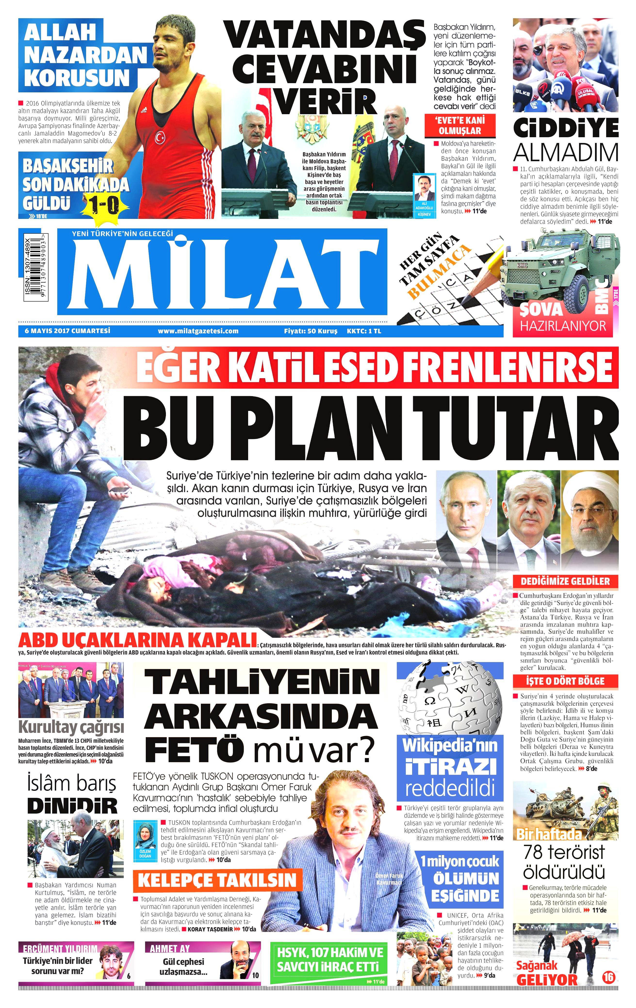 6 Mayıs 2017 Cumartesi gazete manşetleri - 16