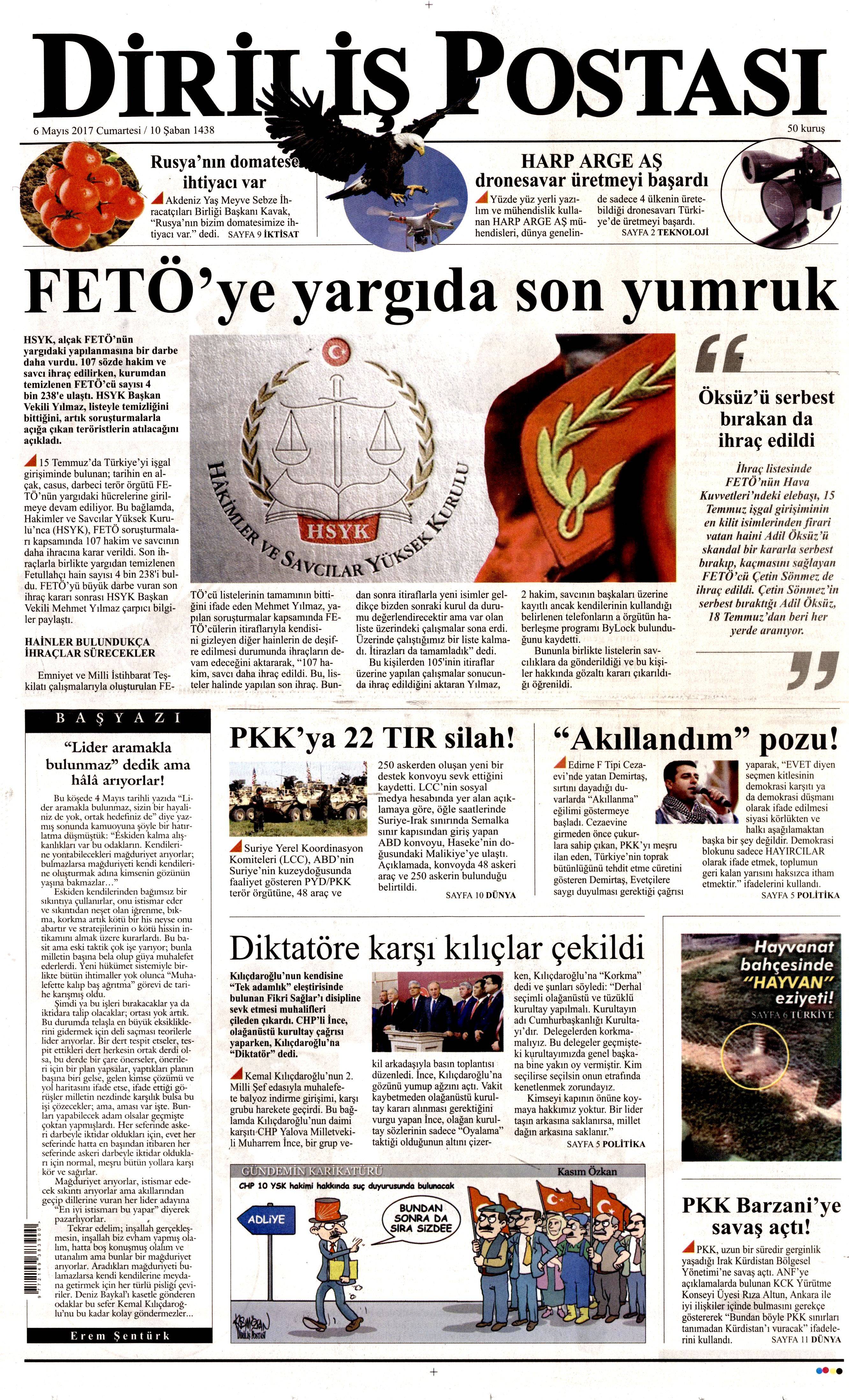 6 Mayıs 2017 Cumartesi gazete manşetleri - 17