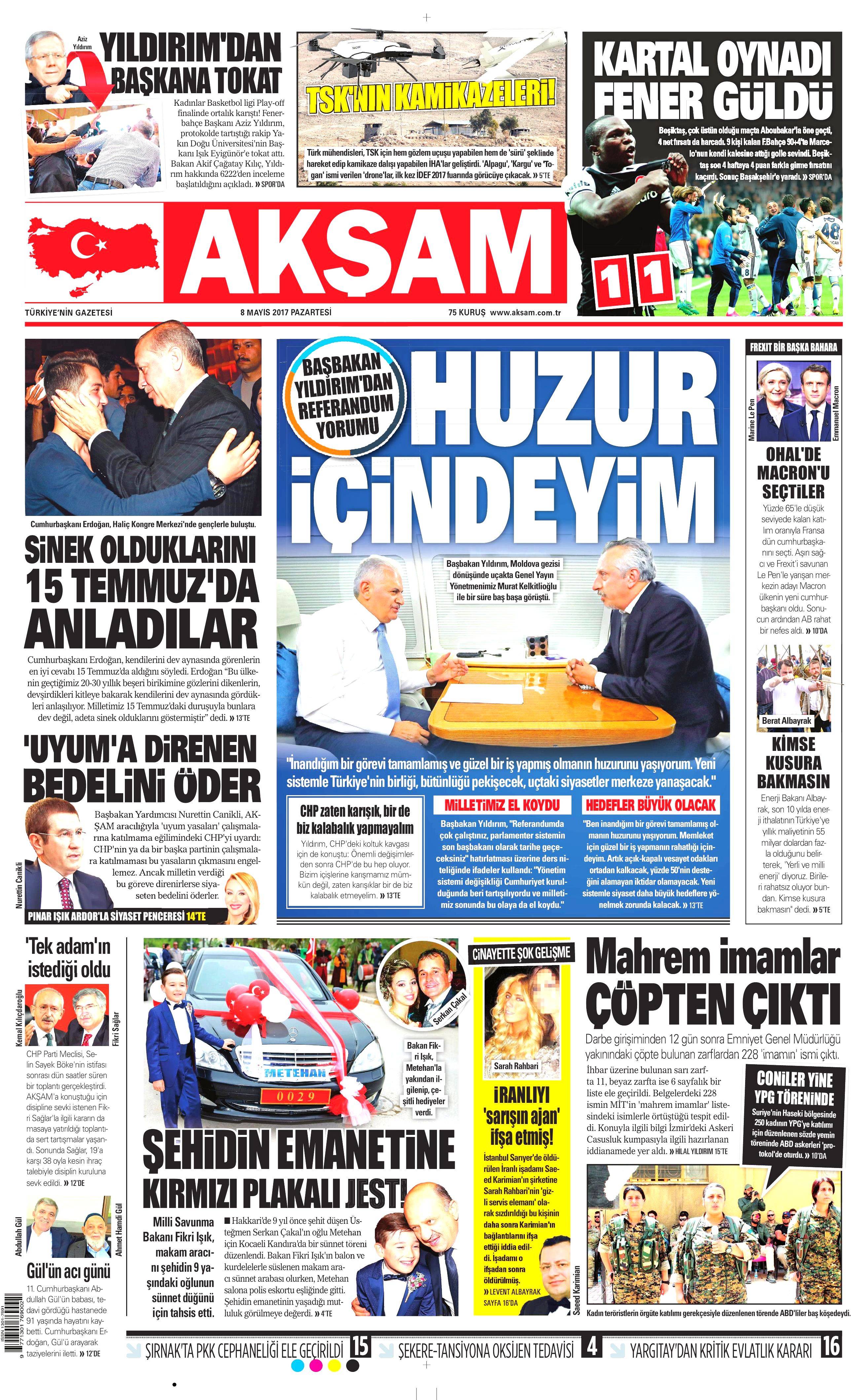 8 Mayıs 2017 Pazartesi gazete manşetleri - 3