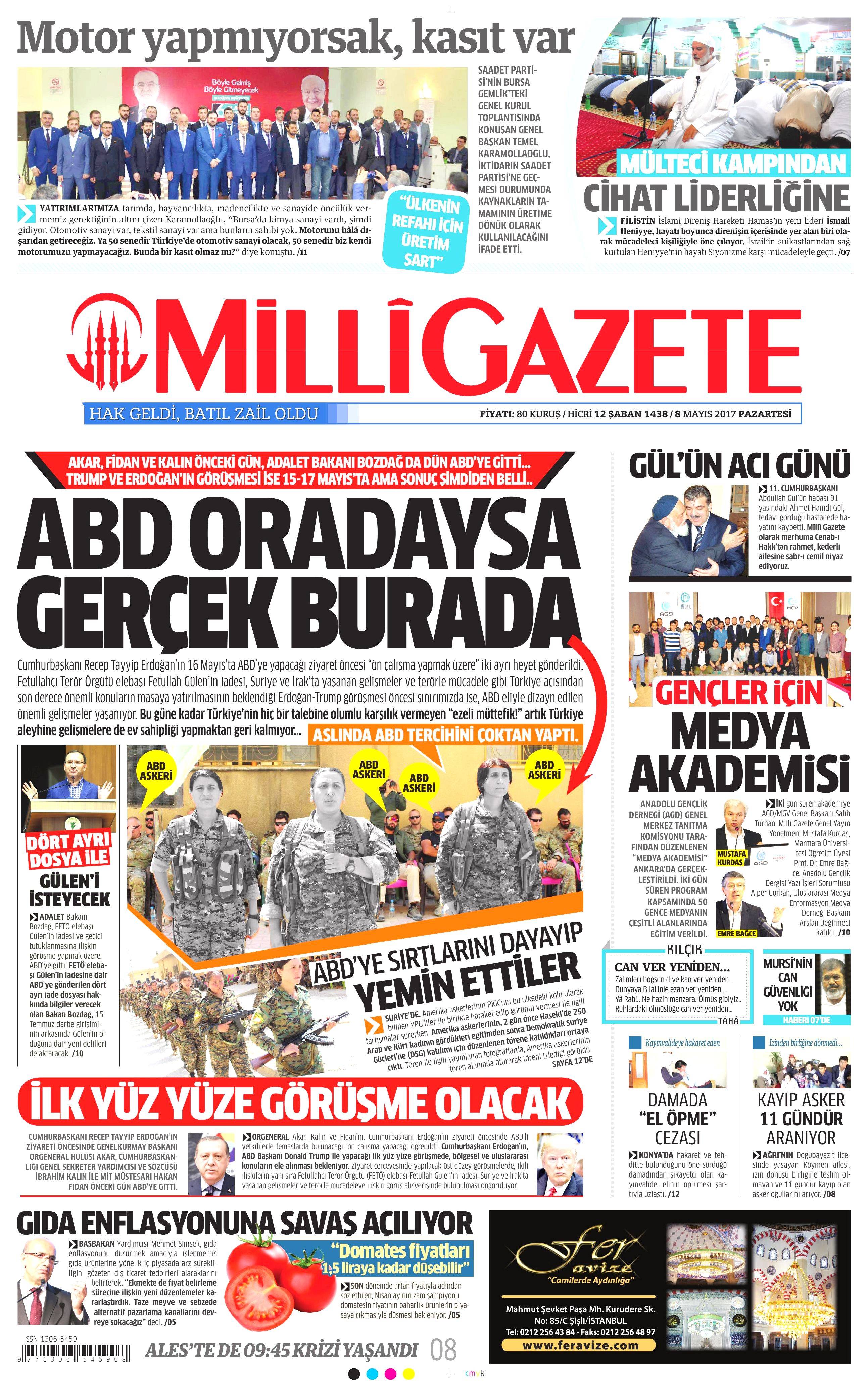 8 Mayıs 2017 Pazartesi gazete manşetleri - 2