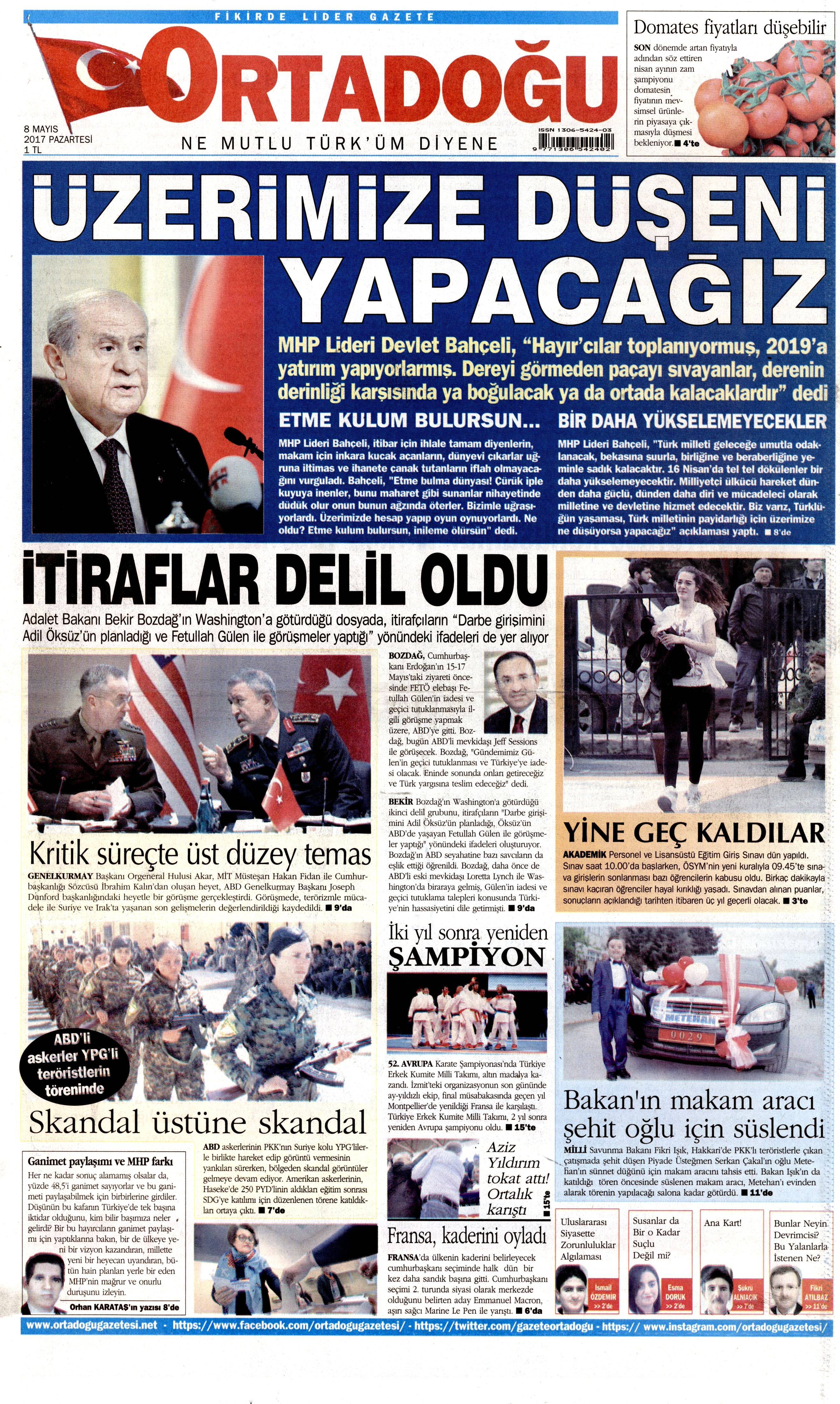 8 Mayıs 2017 Pazartesi gazete manşetleri - 7