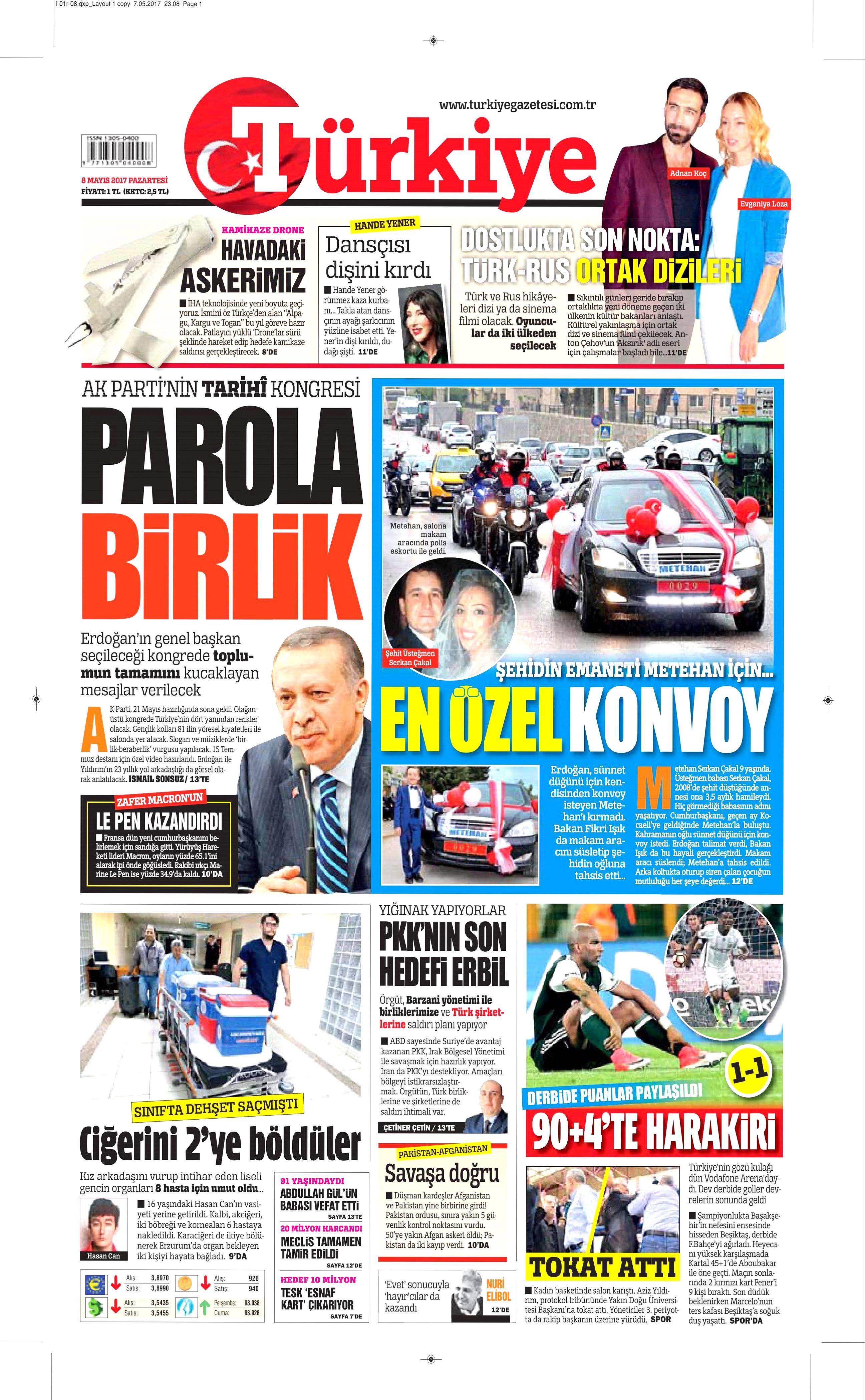 8 Mayıs 2017 Pazartesi gazete manşetleri - 10